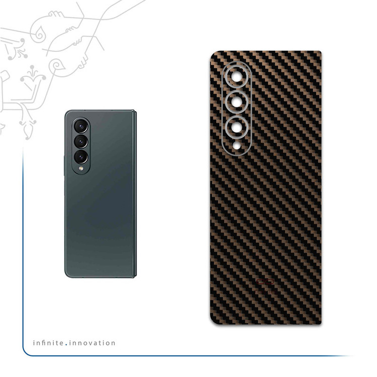 برچسب پوششی ماهوت مدل Glossy-Brown-Fiber مناسب برای گوشی موبایل سامسونگ Galaxy Z Fold4