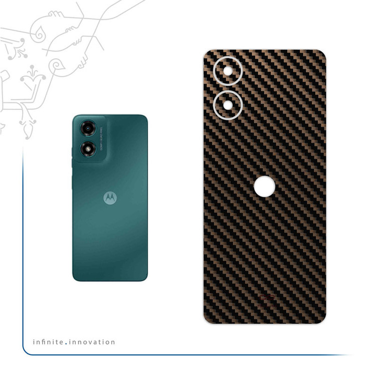 برچسب پوششی ماهوت مدل Glossy-Brown-Fiber مناسب برای گوشی موبایل موتورولا Moto G04