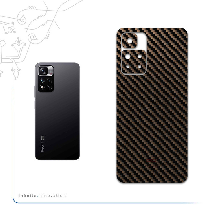 برچسب پوششی ماهوت مدل Glossy-Brown-Fiber مناسب برای گوشی موبایل شیائومی Redmi Note 11 Pro Plus 5G