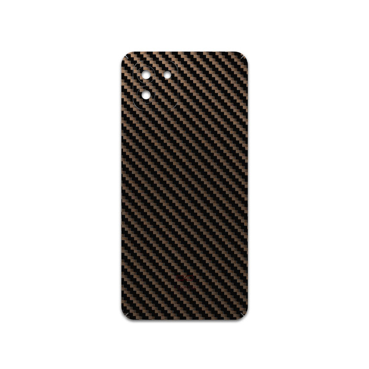 برچسب پوششی ماهوت مدل Glossy-Brown-Fiber مناسب برای گوشی موبایل سامسونگ Galaxy A03