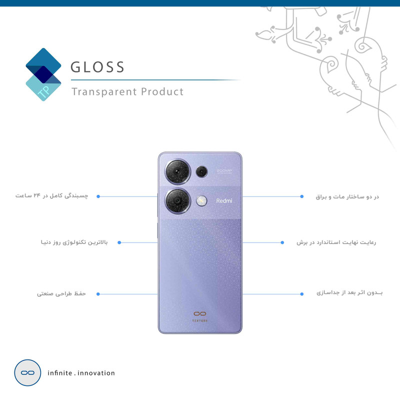 برچسب پوششی ماهوت مدل Gloss-Transparent مناسب برای گوشی موبایل شیائومی Redmi Note 13 Pro 4G