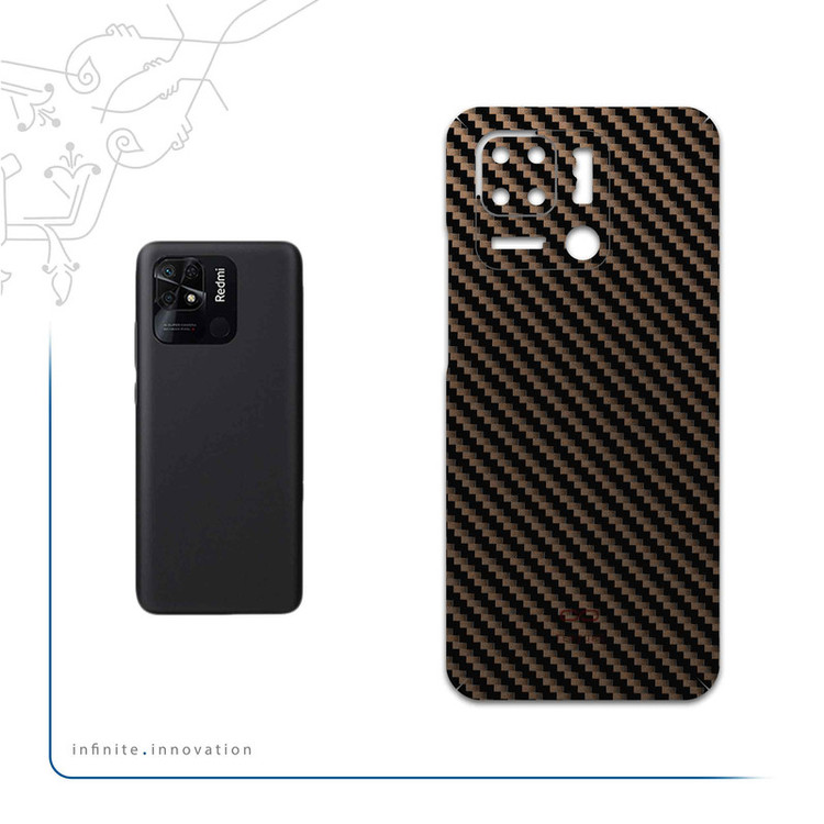برچسب پوششی ماهوت مدل Glossy-Brown-Fiber مناسب برای گوشی موبایل شیائومی Redmi 10 Power