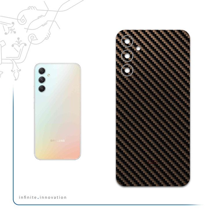 برچسب پوششی ماهوت مدل Glossy-Brown-Fiber مناسب برای گوشی موبایل سامسونگ Galaxy A34