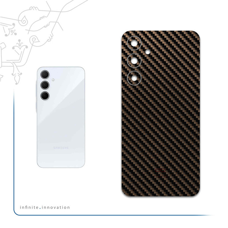 برچسب پوششی ماهوت مدل Glossy-Brown-Fiber مناسب برای گوشی موبایل سامسونگ Galaxy A55
