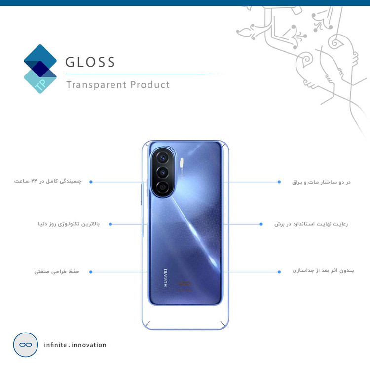 برچسب پوششی ماهوت مدل Gloss-Transparent مناسب برای گوشی موبایل هوآوی Nova Y70