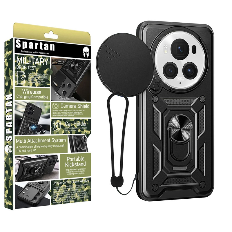کاور اسپارتان مدل Defender Armor Strap مناسب برای گوشی موبایل آنر Magic 6 Pro به همراه بندآویز