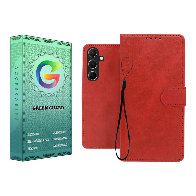 کیف کلاسوری گرین گارد طرح چرمی مدل Landing کد 02 مناسب برای گوشی موبایل سامسونگ Galaxy A36 به همراه بند آویز