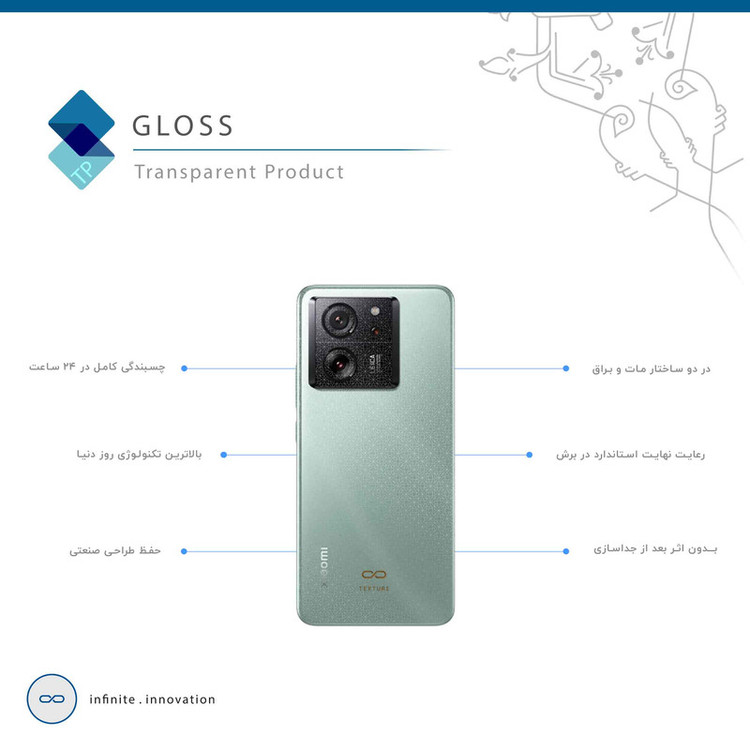 برچسب پوششی ماهوت مدل Gloss-Transparent مناسب برای گوشی موبایل شیائومی 13T Pro