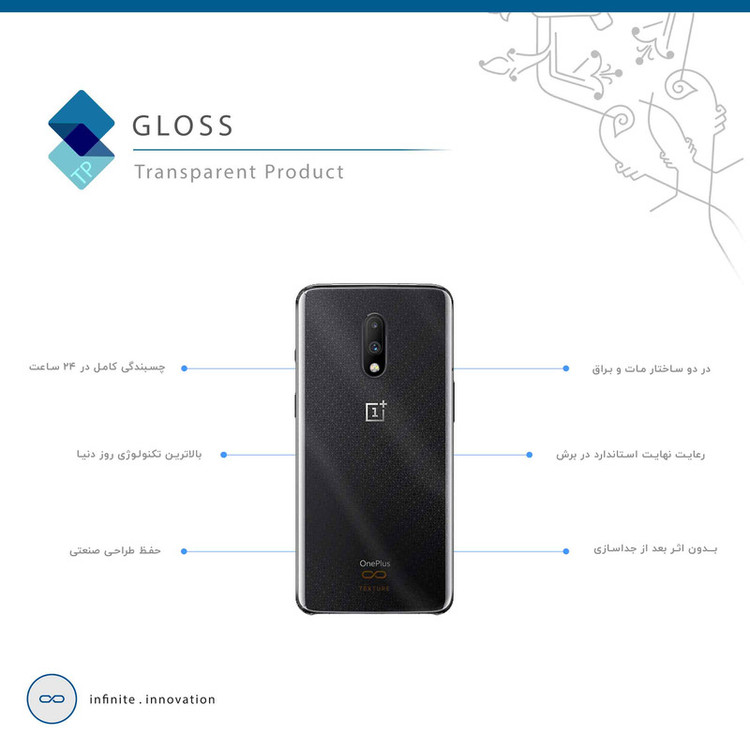 برچسب پوششی ماهوت مدل Gloss-Transparent مناسب برای گوشی موبایل وان پلاس 7