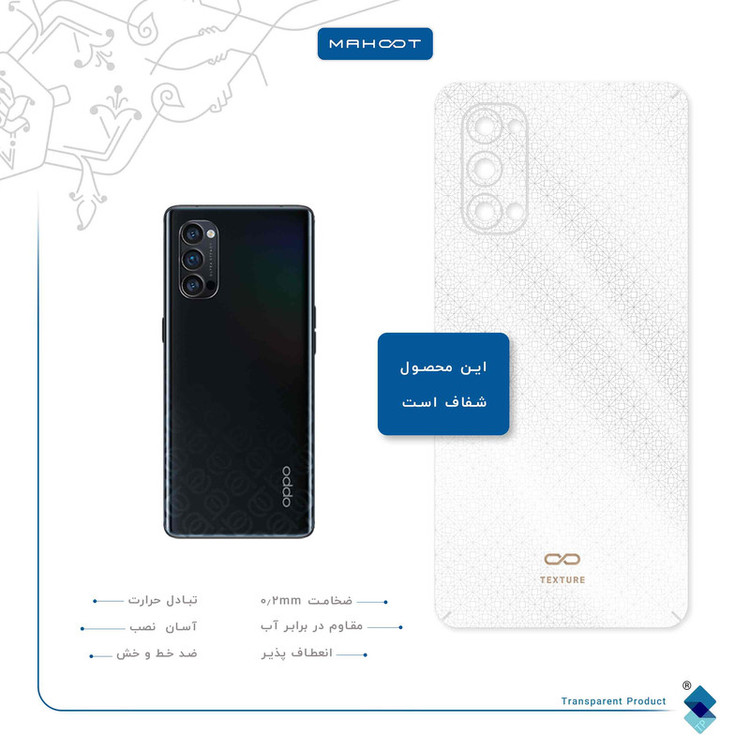 برچسب پوششی ماهوت مدل Gloss-Transparent مناسب برای گوشی موبایل اپو Reno4 Pro 5G