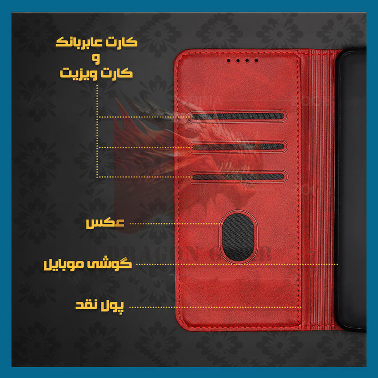 کیف کلاسوری دراگون قاب مدل چرمی طرح CUT مناسب برای گوشی موبایل سامسونگ Galaxy A03