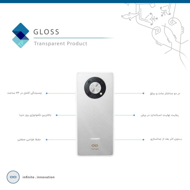 برچسب پوششی ماهوت مدل Gloss-Transparent مناسب برای گوشی موبایل هوآوی Nova Y90