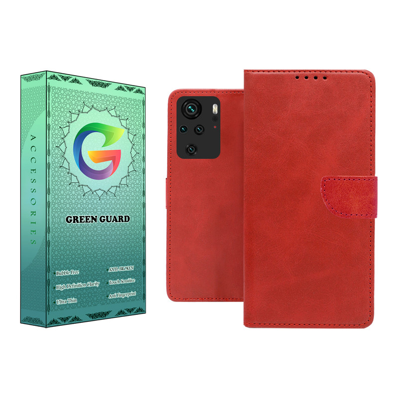 کیف کلاسوری گرین گارد مدل چرمی مگنتی کد RED-R10 مناسب برای گوشی موبایل شیائومی Redmi Note 10 4G / Note 10S / Poco M5S