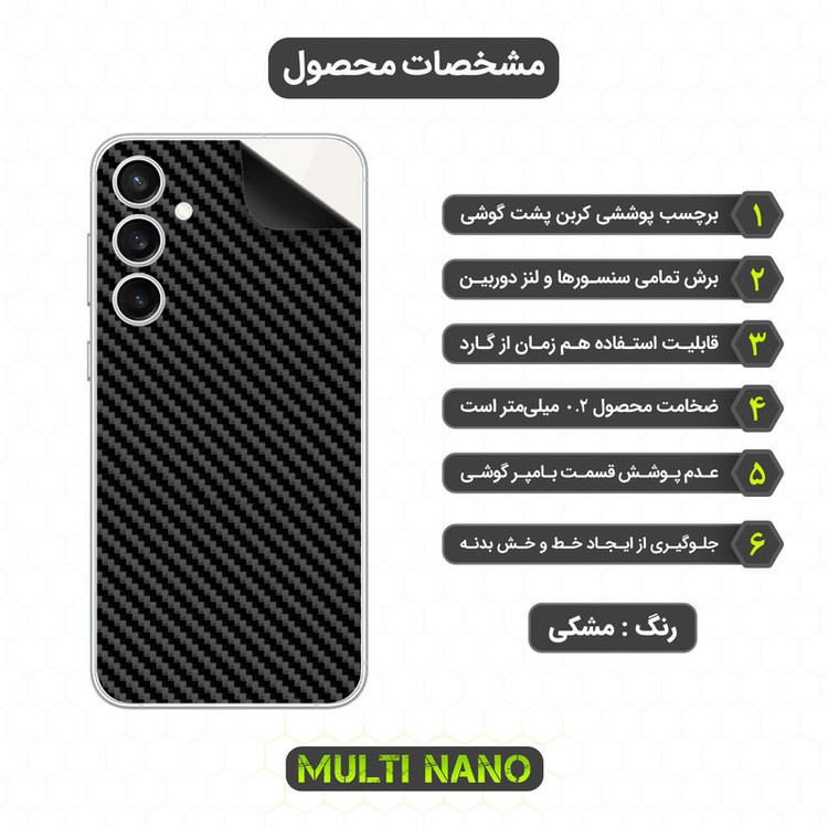 برچسب پوششی مولتی نانو طرح کربن مدل X-F1C مناسب برای گوشی موبایل سامسونگ Galaxy S23 FE