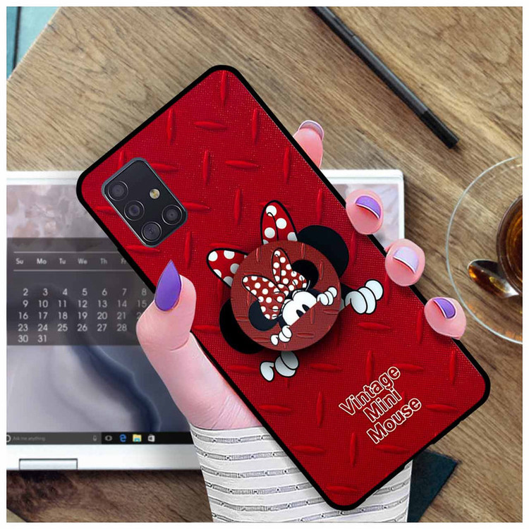 کاور دکین مدل Rikki طرح Minnie مناسب برای گوشی موبایل سامسونگ Galaxy A71 به همراه پایه نگهدارنده