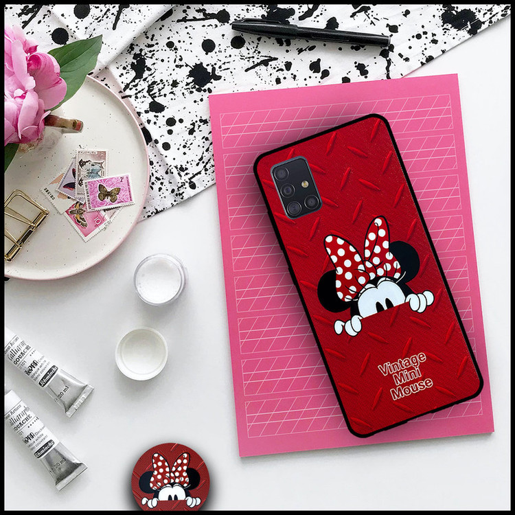 کاور دکین مدل Rikki طرح Minnie مناسب برای گوشی موبایل سامسونگ Galaxy A71 به همراه پایه نگهدارنده