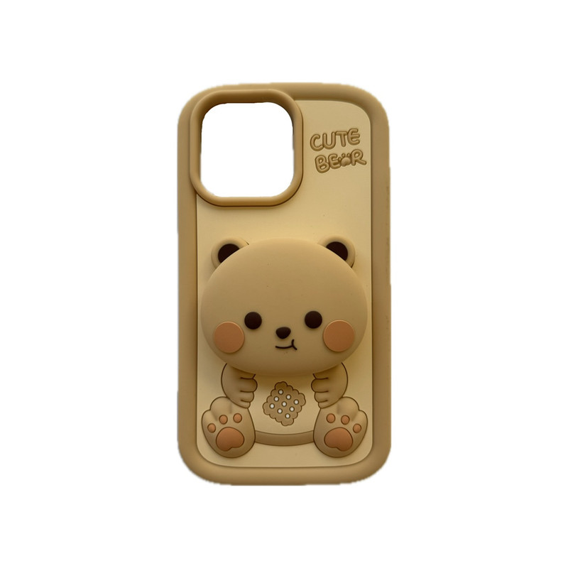 کاور مدل سیلیکونی طرح تدی خرس پاپ سوکتی کد Bear81 مناسب برای گوشی موبایل اپل iPhone 14 Pro Max / 15 Pro Max