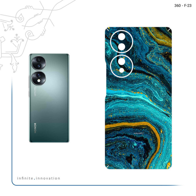 برچسب پوششی ماهوت مدل Turquoise marblewith golden streaks مناسب برای گوشی موبایل آنر 70