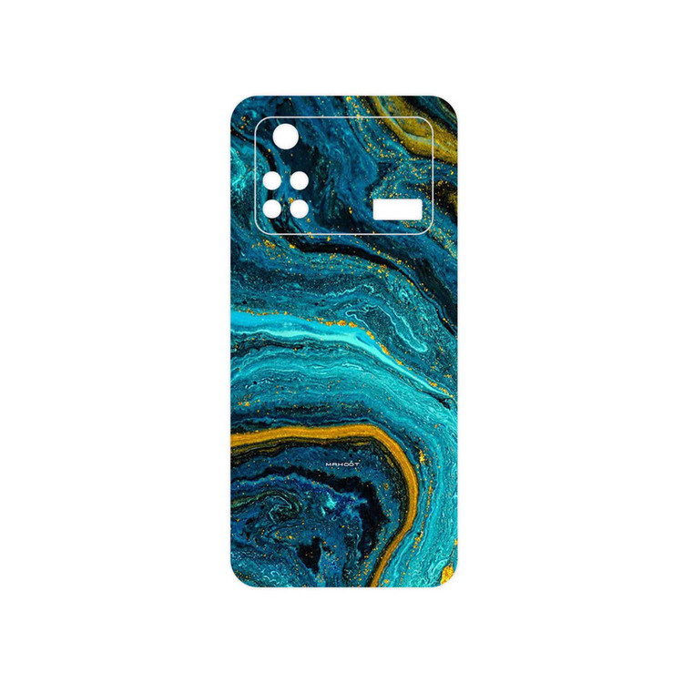 برچسب پوششی ماهوت مدل Turquoise marblewith golden streaks مناسب برای گوشی موبایل شیائومی Poco M4 Pro 4G