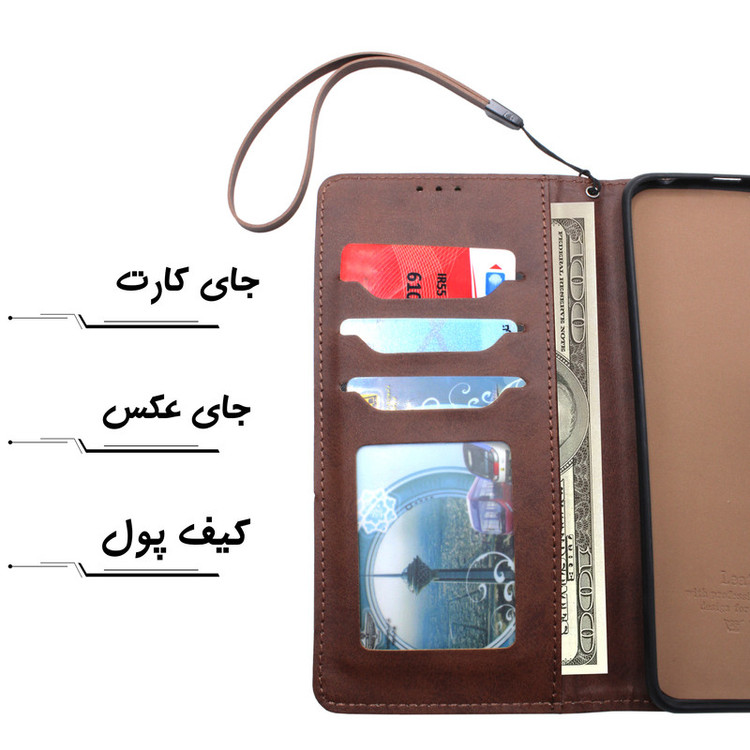 کیف کلاسوری مدل Grise مناسب برای گوشی موبایل شیائومی Redmi A2 Plus به همراه بندآویز