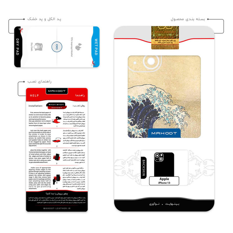 برچسب پوششی ماهوت مدل The Great Wave off Kanagawa of Hokusai مناسب برای گوشی موبایل اپل iPhone 13