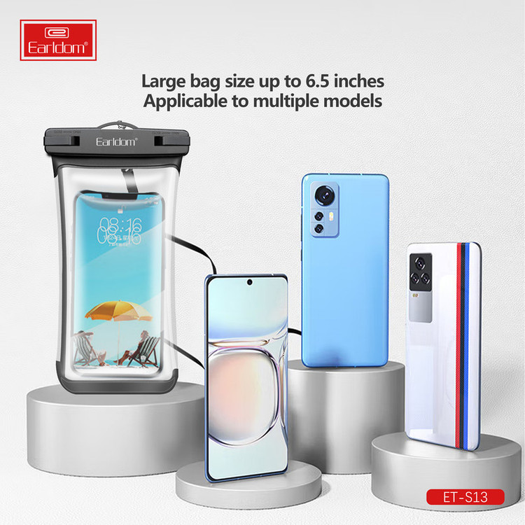 کاور موبایل ضد آب ارلدام مدل WATERPROOF TPU S13 مناسب برای گوشی موبایل تا سایز 6.5 اینچ