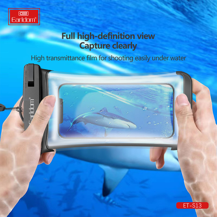 کاور موبایل ضد آب ارلدام مدل WATERPROOF TPU S13 مناسب برای گوشی موبایل تا سایز 6.5 اینچ
