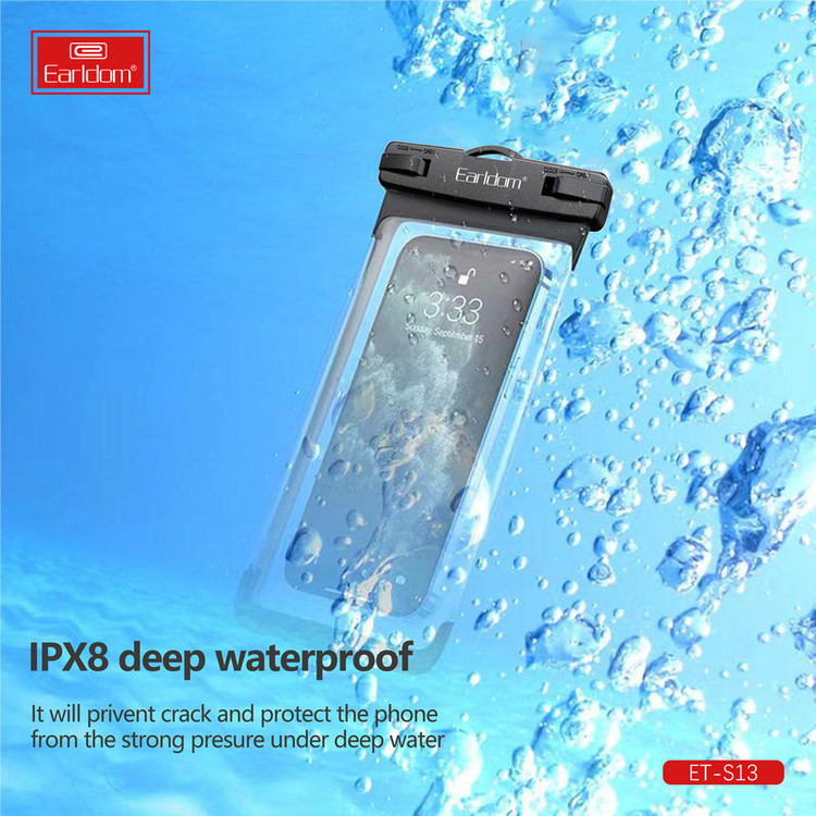 کاور موبایل ضد آب ارلدام مدل WATERPROOF TPU S13 مناسب برای گوشی موبایل تا سایز 6.5 اینچ