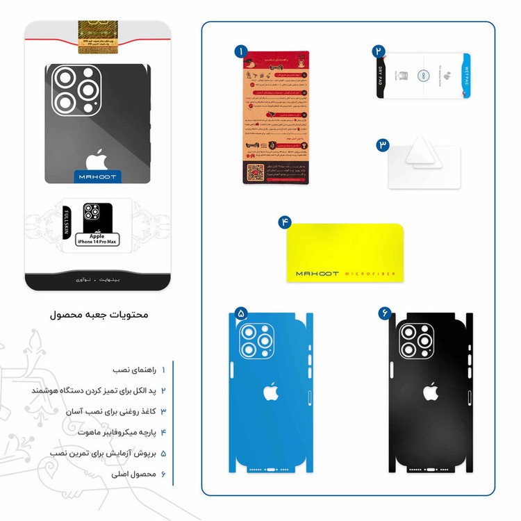 برچسب پوششی ماهوت مدل Matte-Black-FullSkin مناسب برای گوشی موبایل اپل iPhone 14 Pro Max