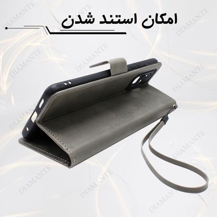 کلاسوری دیامانته مدل Grigio bk مناسب برای گوشی موبایل Realme 12 Pro Plus به همراه بند آویز