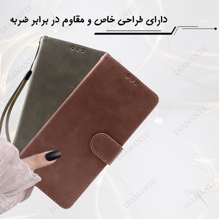 کلاسوری دیامانته مدل Grigio bk مناسب برای گوشی موبایل Realme 12 Pro Plus به همراه بند آویز