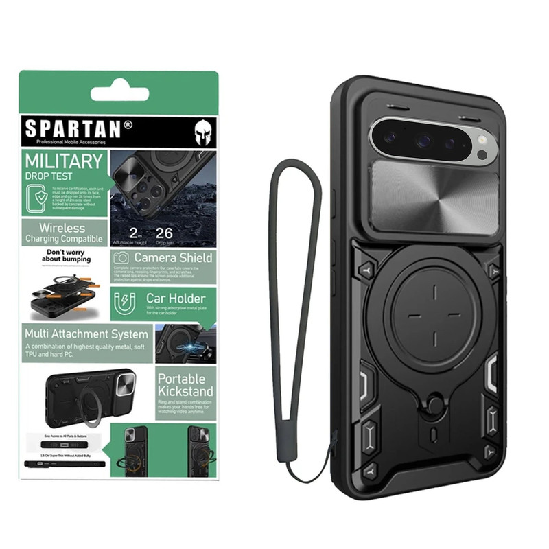 کاور اسپارتان مدل Magnet Ring Strap مناسب برای گوشی موبایل گوگل Pixel 9 Pro به همراه بند آویز
