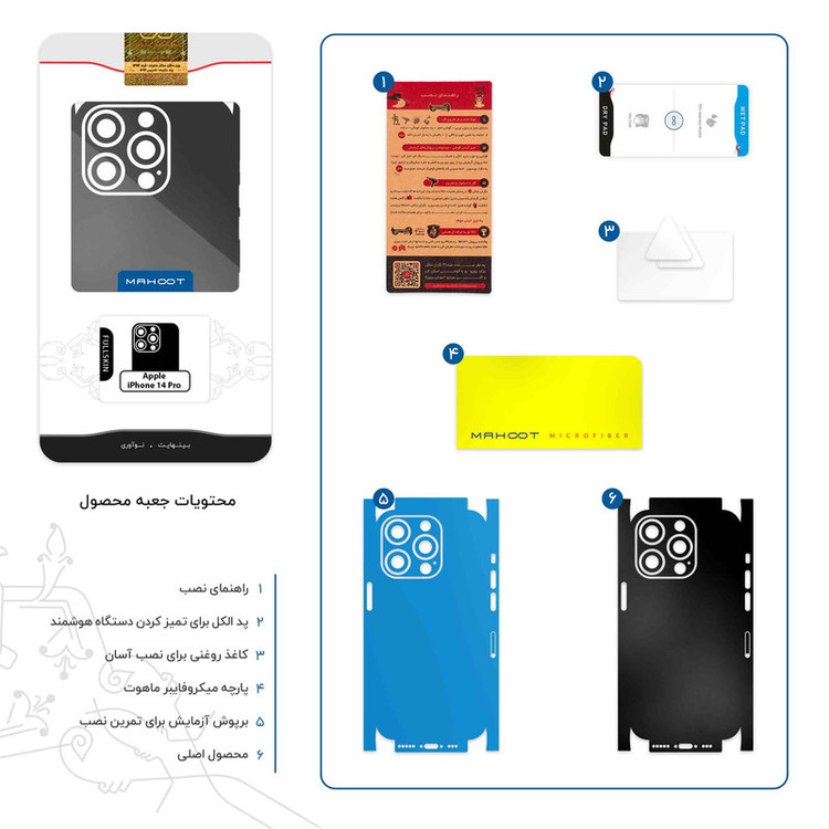 برچسب پوششی ماهوت مدل Matte-Black-FullSkin مناسب برای گوشی موبایل اپل iPhone 14 Pro