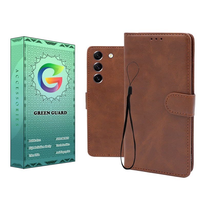 کیف کلاسوری گرین گارد طرح چرمی مدل Landing مناسب برای گوشی موبایل سامسونگ Galaxy S21 FE به همراه بند آویز