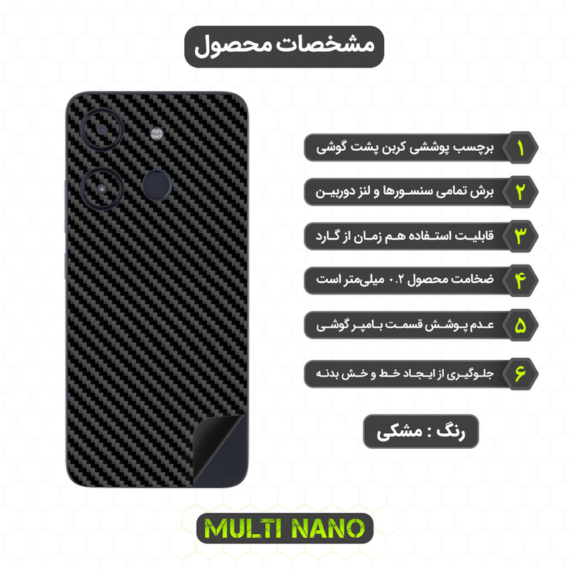 برچسب پوششی طرح کربن مولتی نانو مدل X-F1C مناسب برای گوشی موبایل وکال V0