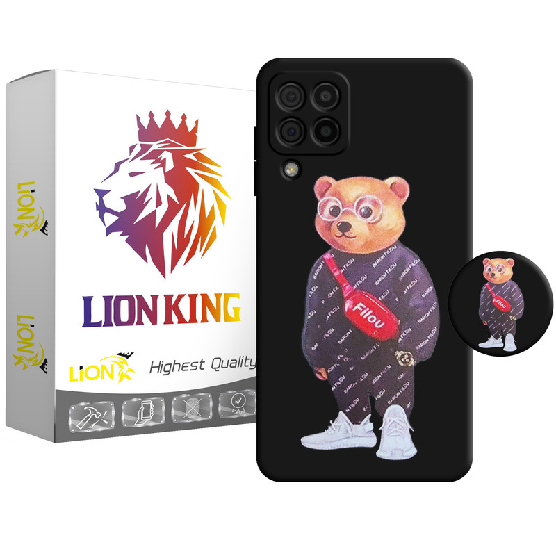 کاور لاین کینگ مدل  FILOU BEAR مناسب برای گوشی موبایل سامسونگ Galaxy A22 4G به همراه پایه نگهدارنده