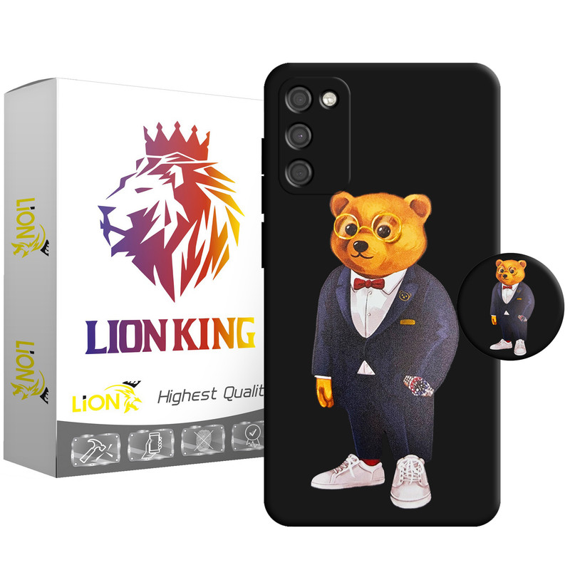 کاور لاین کینگ مدل Bearcot مناسب برای گوشی موبایل سامسونگ Galaxy A03s به همراه پایه نگهدارنده