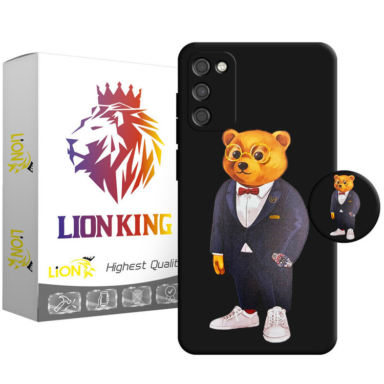 کاور لاین کینگ مدل Bearcot مناسب برای گوشی موبایل سامسونگ Galaxy A03s به همراه پایه نگهدارنده