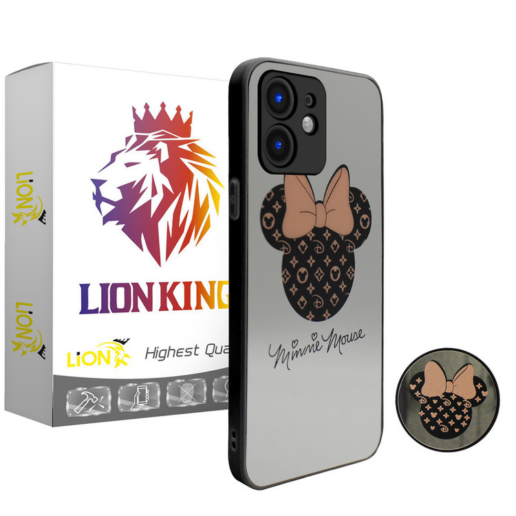 کاور لاین کینگ مدل Ayenehmiki مناسب برای گوشی موبایل اپل iPhone 12 به همراه پایه نگهدارنده