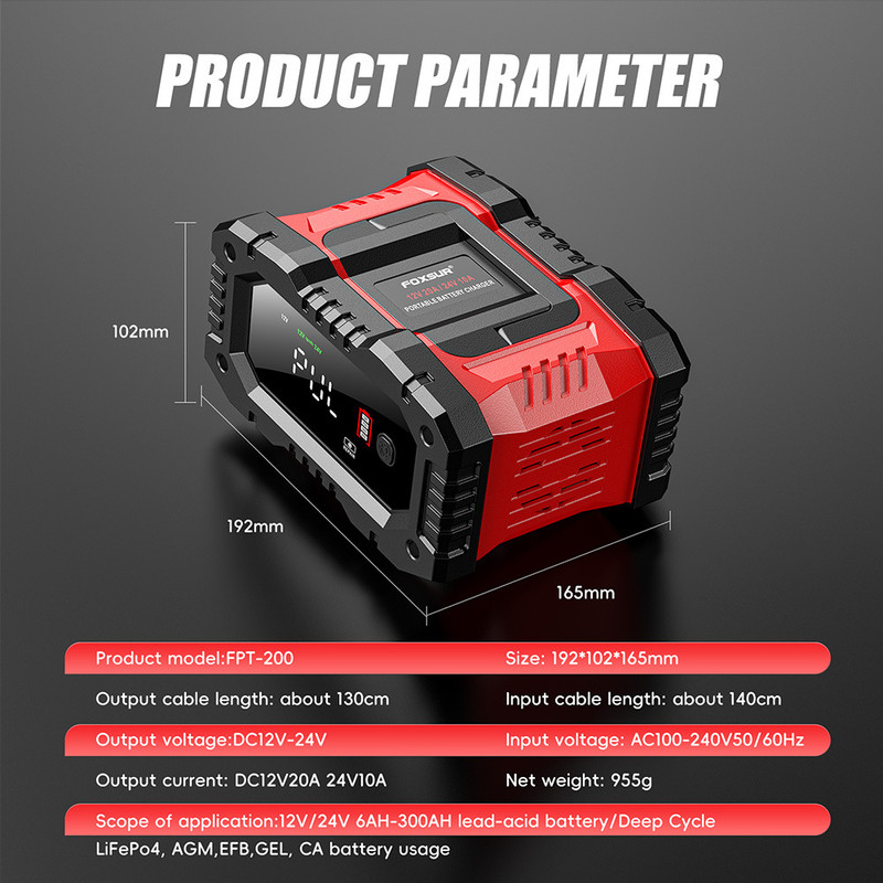 شارژر باتری خودرو فاکسسور مدل SMART-12V20A-24V10A