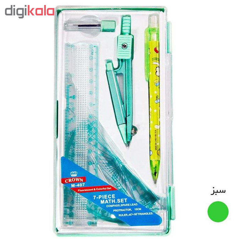 ست پرگار و خط کش کرون مدل M-407 بسته 7 عددی