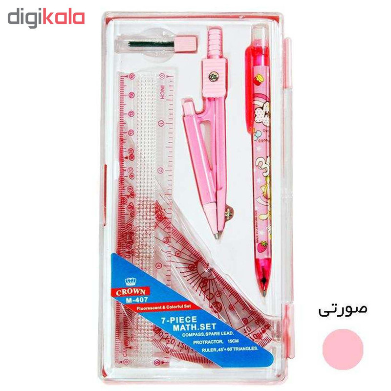 ست پرگار و خط کش کرون مدل M-407 بسته 7 عددی