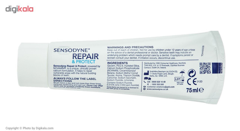 خمیر دندان سنسوداین مدل Repair And Protect حجم 75 میلی لیتر