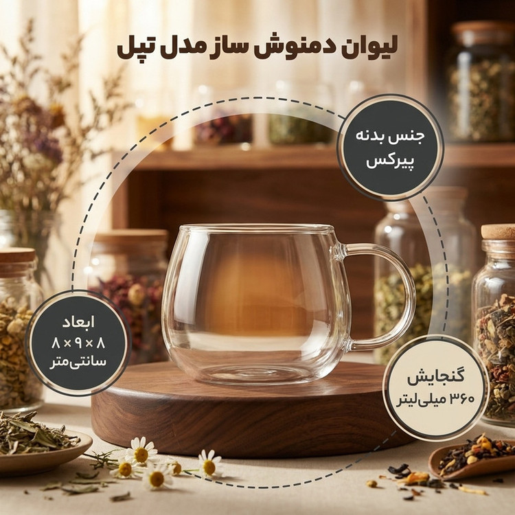 لیوان دمنوش ساز مدل تپل