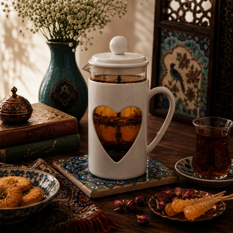 فرنچ پرس مدل قلبی گنجایش 350 میلی لیتر