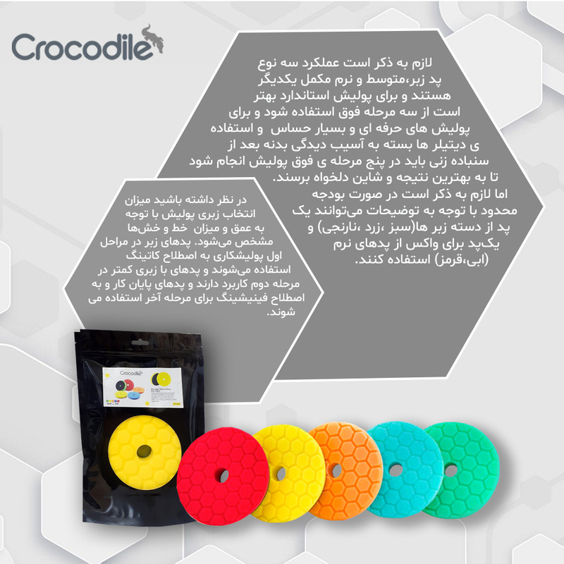 پد پولیش کروکودیل مدل زبر Heavy cutting 6in
