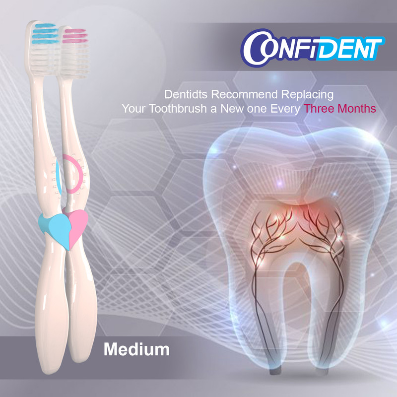 مسواک کانفیدنت مدل CT-Biform با برس متوسط بسته 2 عددی
