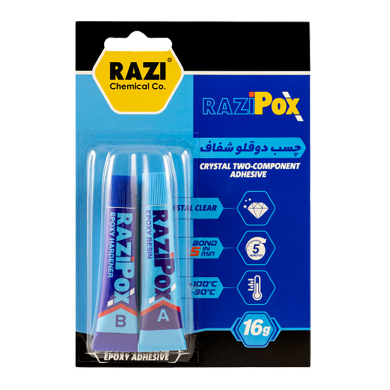 چسب دوقلو رازی مدل شفاف وزن 16 گرم مجموعه 2 عددی