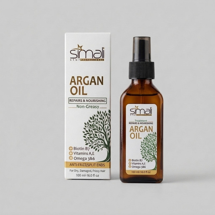 روغن آرگان ترمیم کننده سیمالی استار مدل Anti Frizz مناسب برای موهای خشک و آسیب دیده حجم 100 میلی لیتر