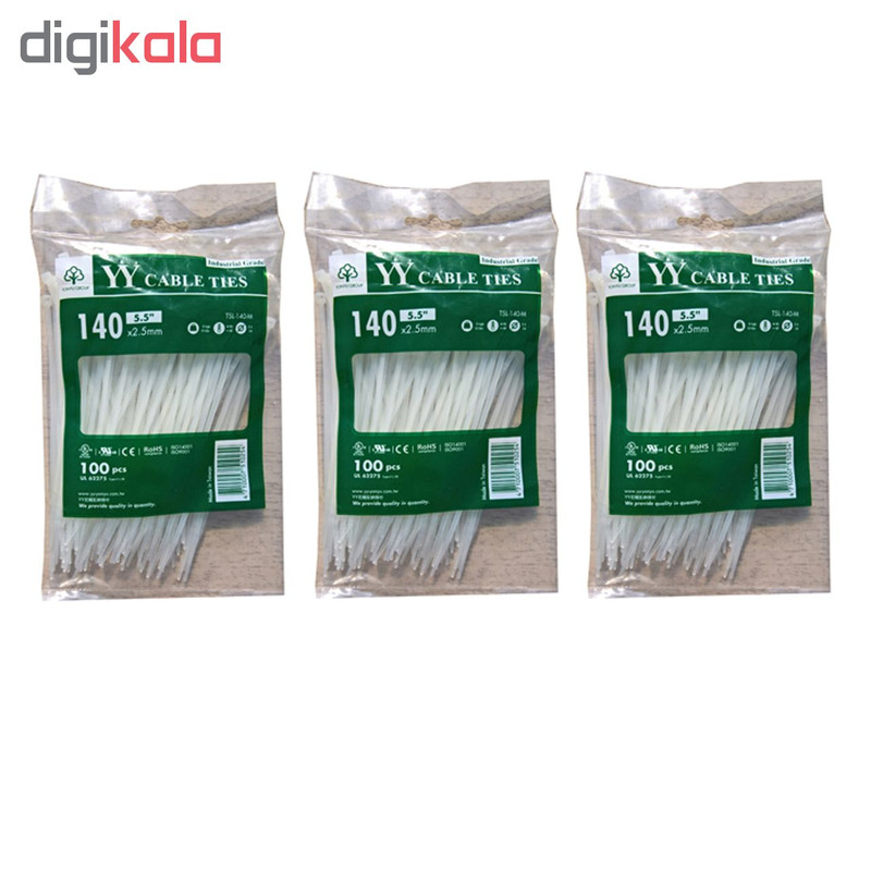 بست کمربندی وای وای مدل TSL-140-M سایز 2.5×140 میلیمتر بسته 3 عددی